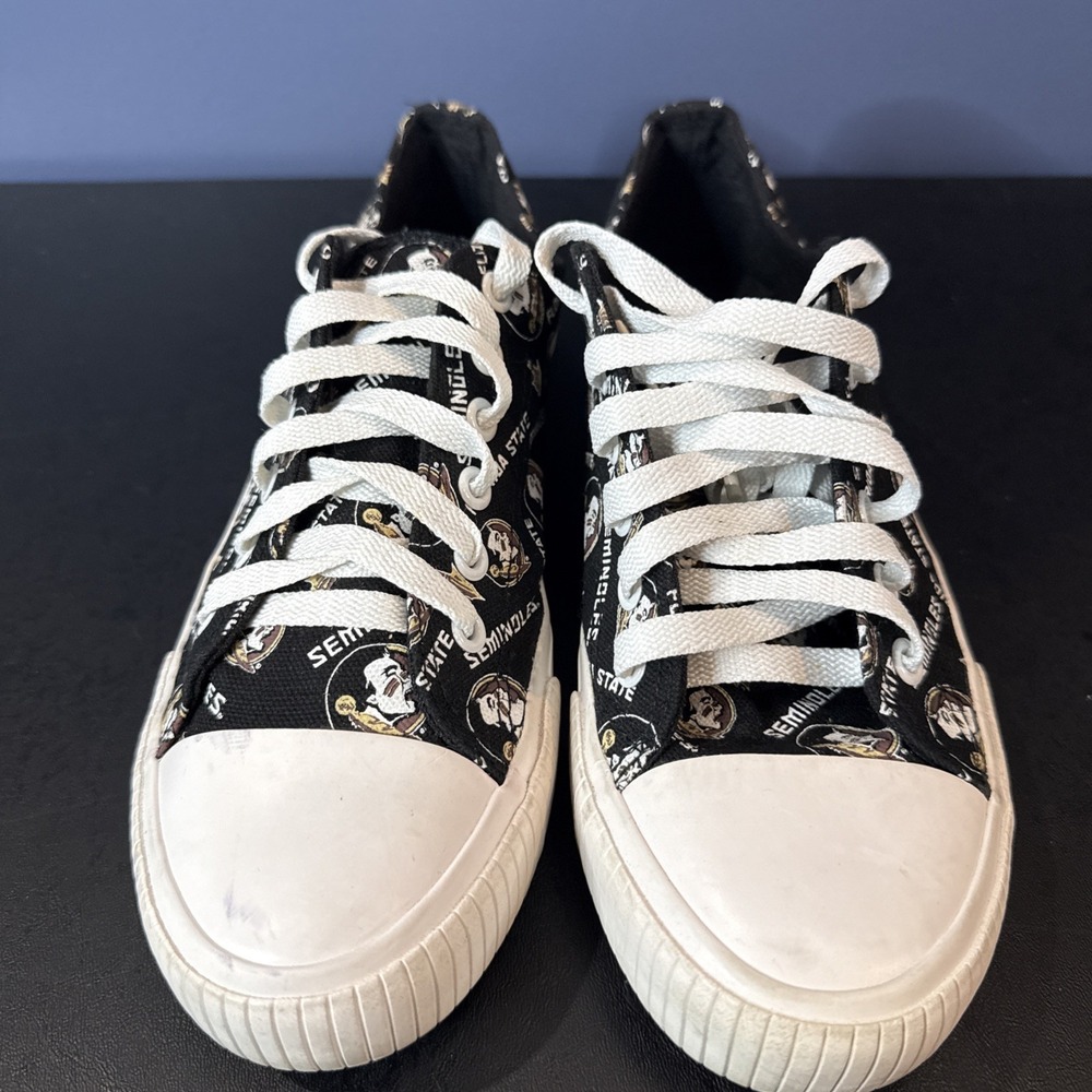 FLORIDA STATE SEMINOLES NCAA WOMENS LOW TOP‎ REPEAT PRINT CANVAS SHOES Sz 9